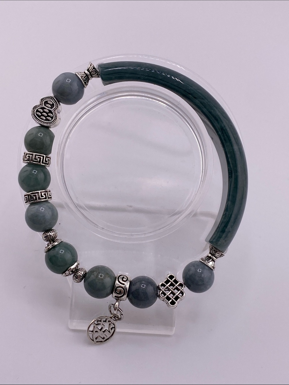 Blue Water Jade Half Bangle Bracelet